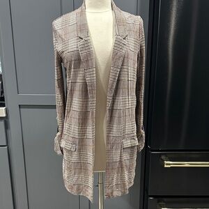 Alcott Women's Plaid Blazer in Brown and Cream